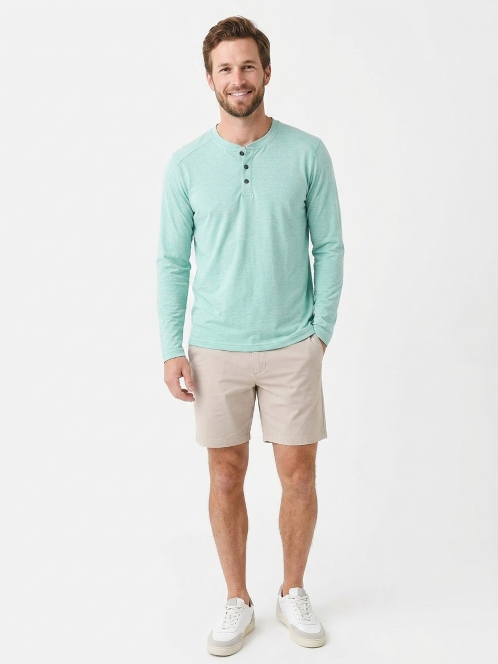 Fair Harbor SeaBreeze Henley UPF 50 Men’s Small Seafoam Green